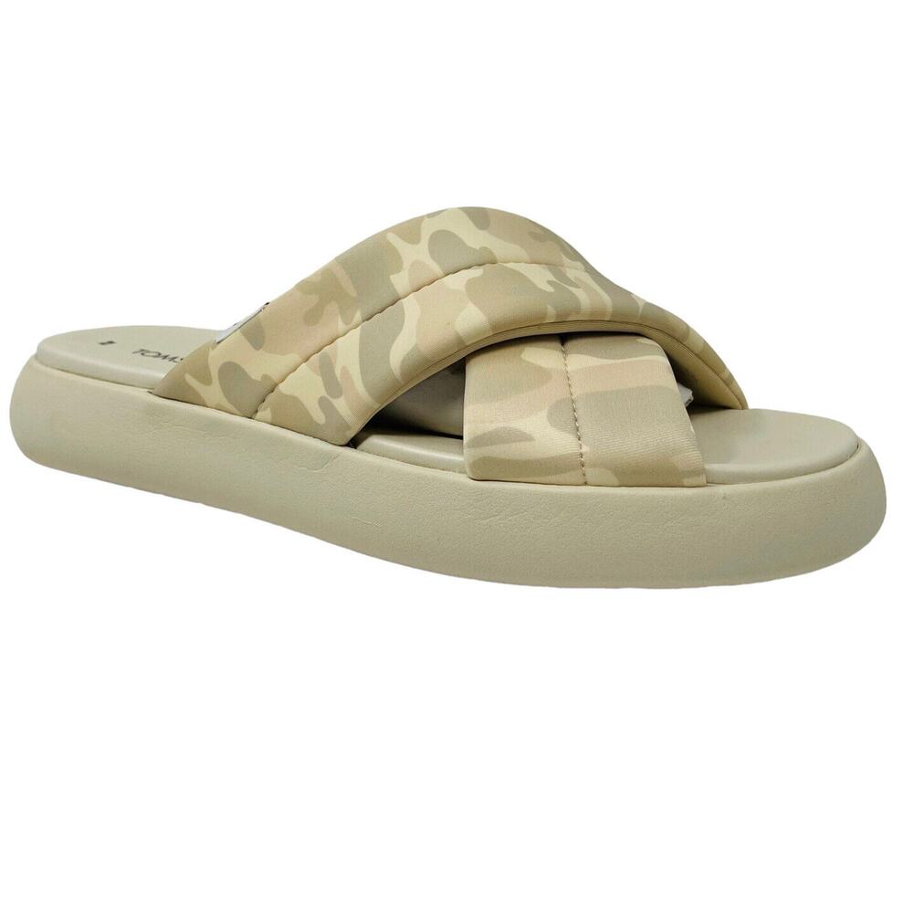 New TOMS Womans Sz 11M‎ Alpargata Mallow Crossover Egret Camo Slides NIB